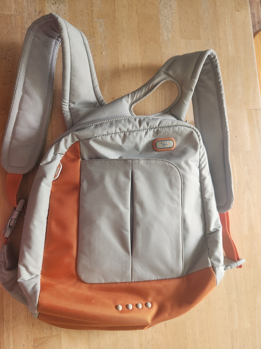 Tumi T Tech Two-Tone Gray and Orange Sling Backpack